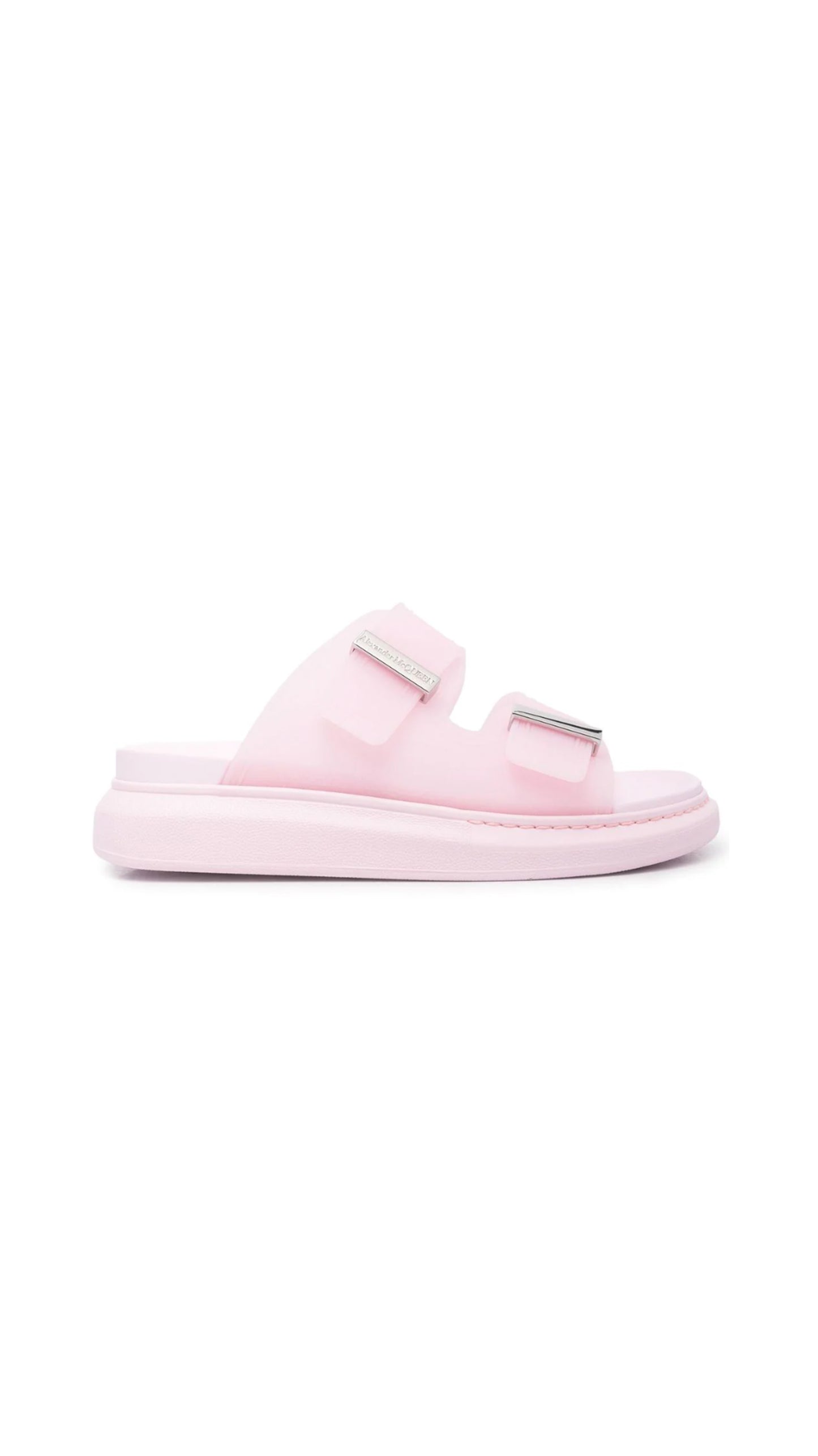 double-strap flat slides - Pink