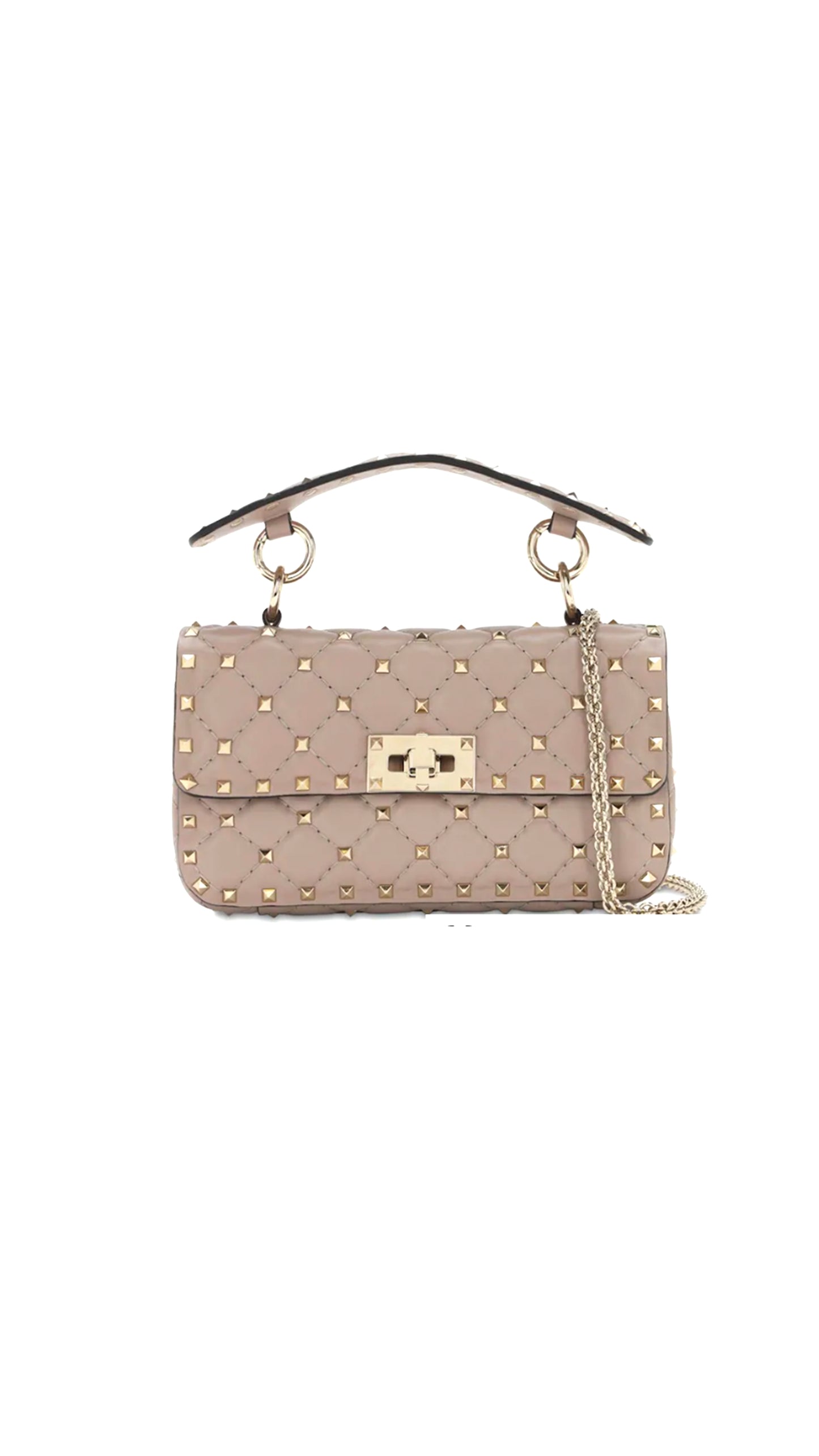 Small Rockstud Spike Nappa Leather Bag - Poudre