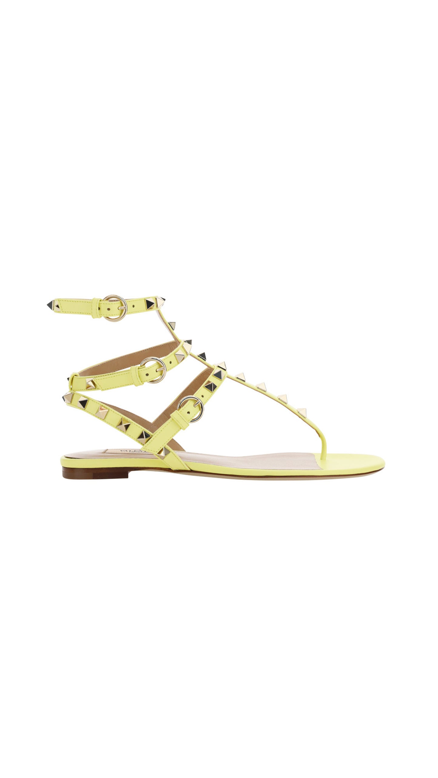 Rockstud Flat Ankle-Strap Sandals - Yellow.