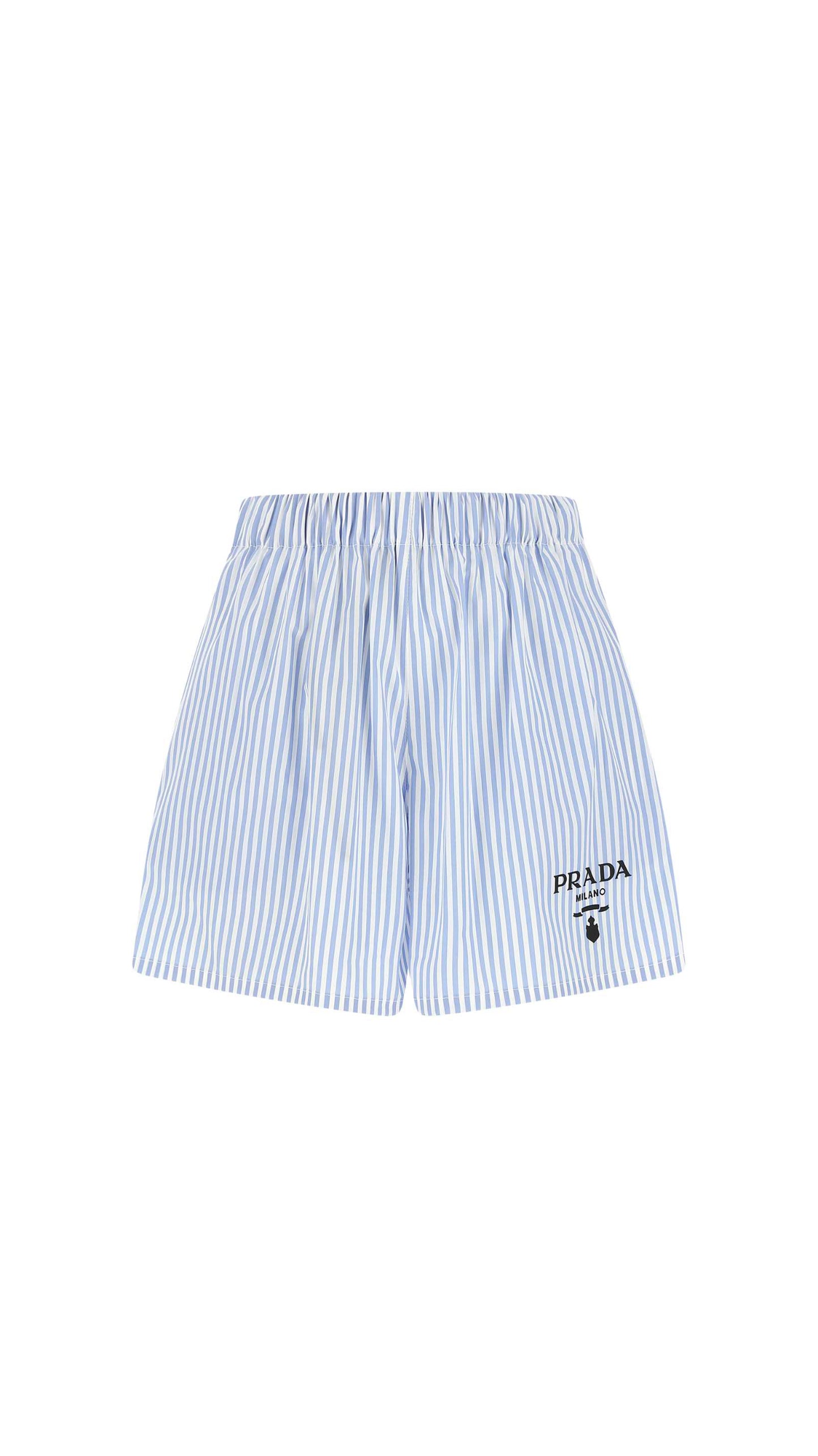 Popelin Striped Shorts - White / Blue