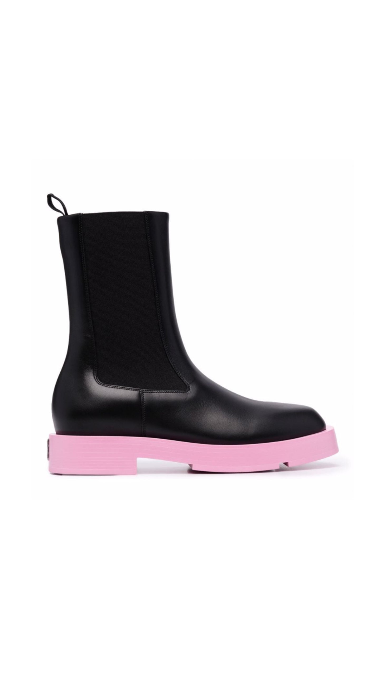 Colourblock Leather Chelsea Boots - Black / Pink