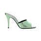 La 16 Mules In Metallic Leather - Green