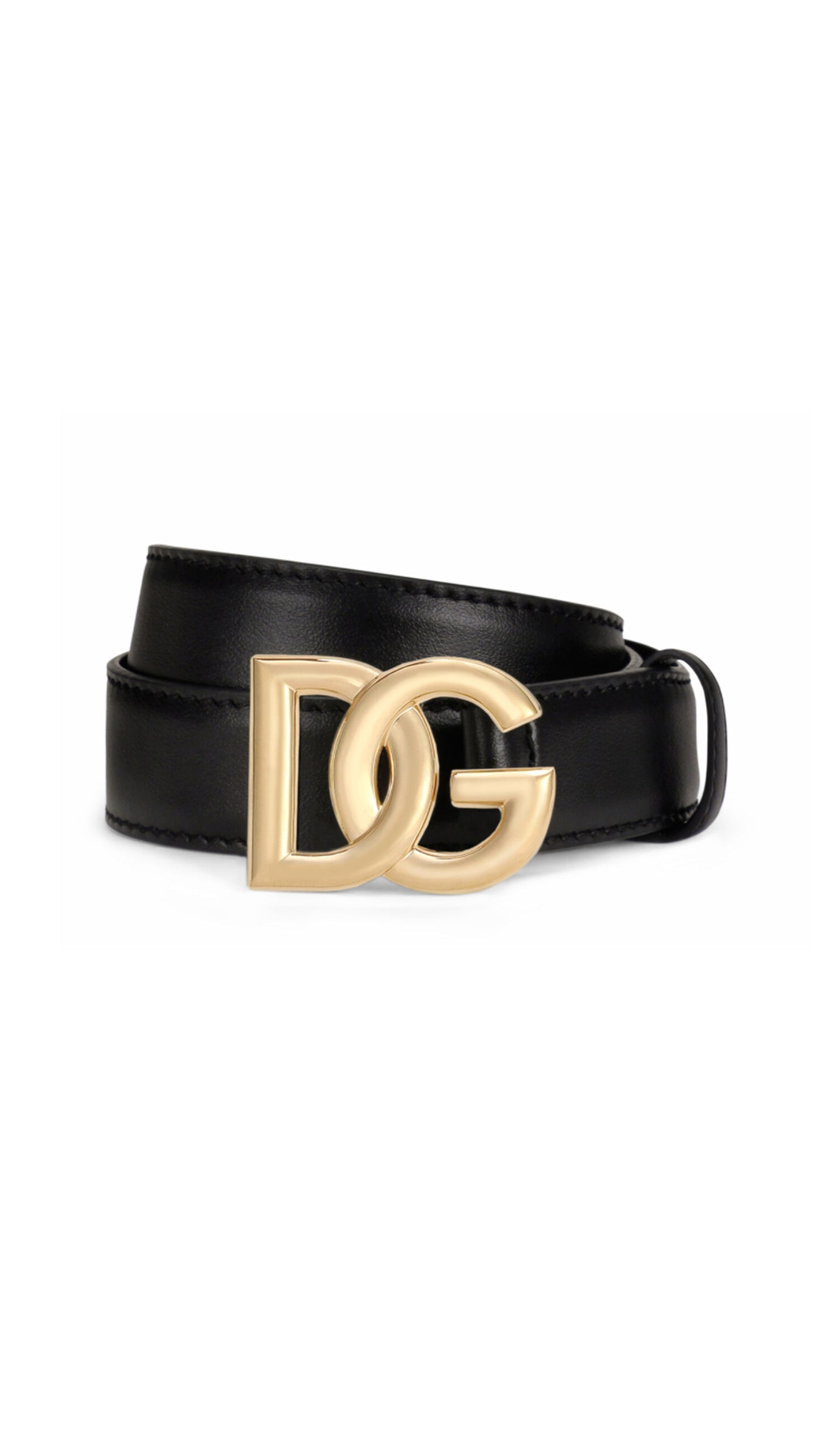 Calfskin belt with DG logo 25mm - Black