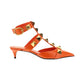 Roman Stud Calfskin Pump 40 MM - Orange
