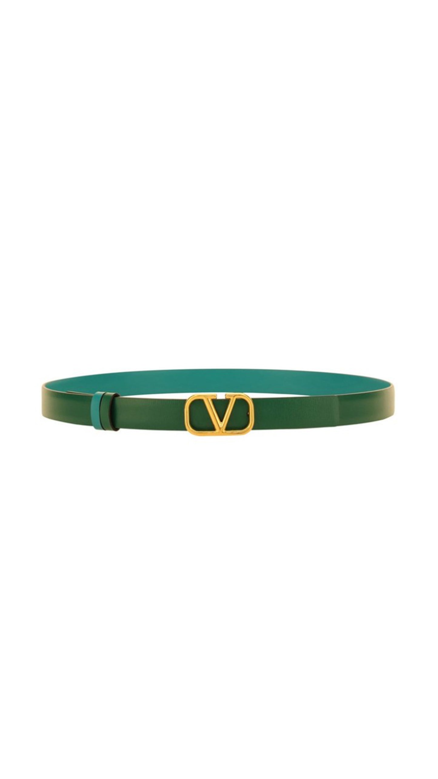 Reversible Vlogo Signature Belt In Shiny Calfskin 20MM- Green / Blue