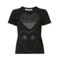 Tonal Heart Print T-shirt - Black.