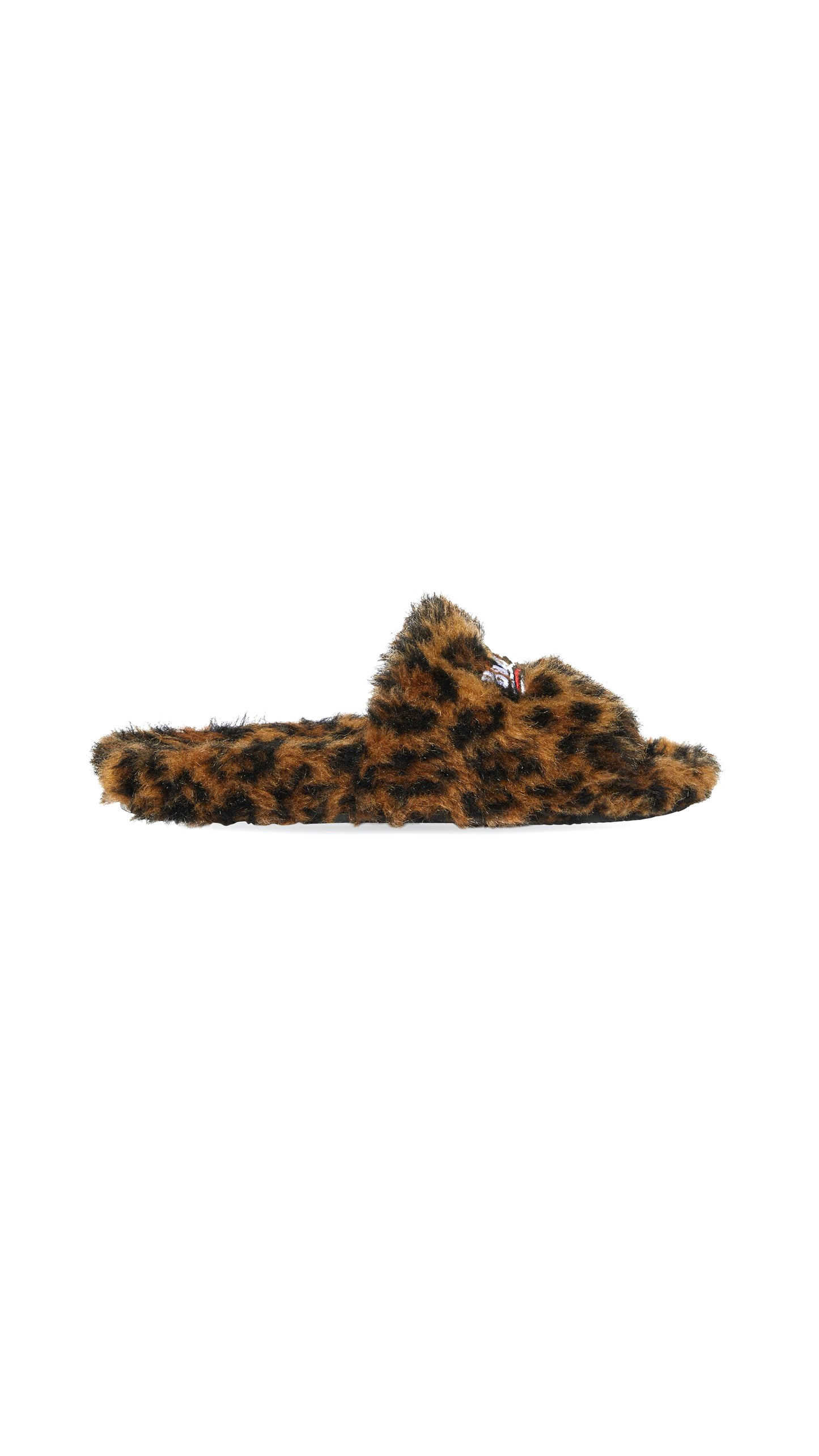 Furry Slide Sandal - Leopard