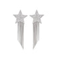 Star Earrings With Brass Chains - Palladium