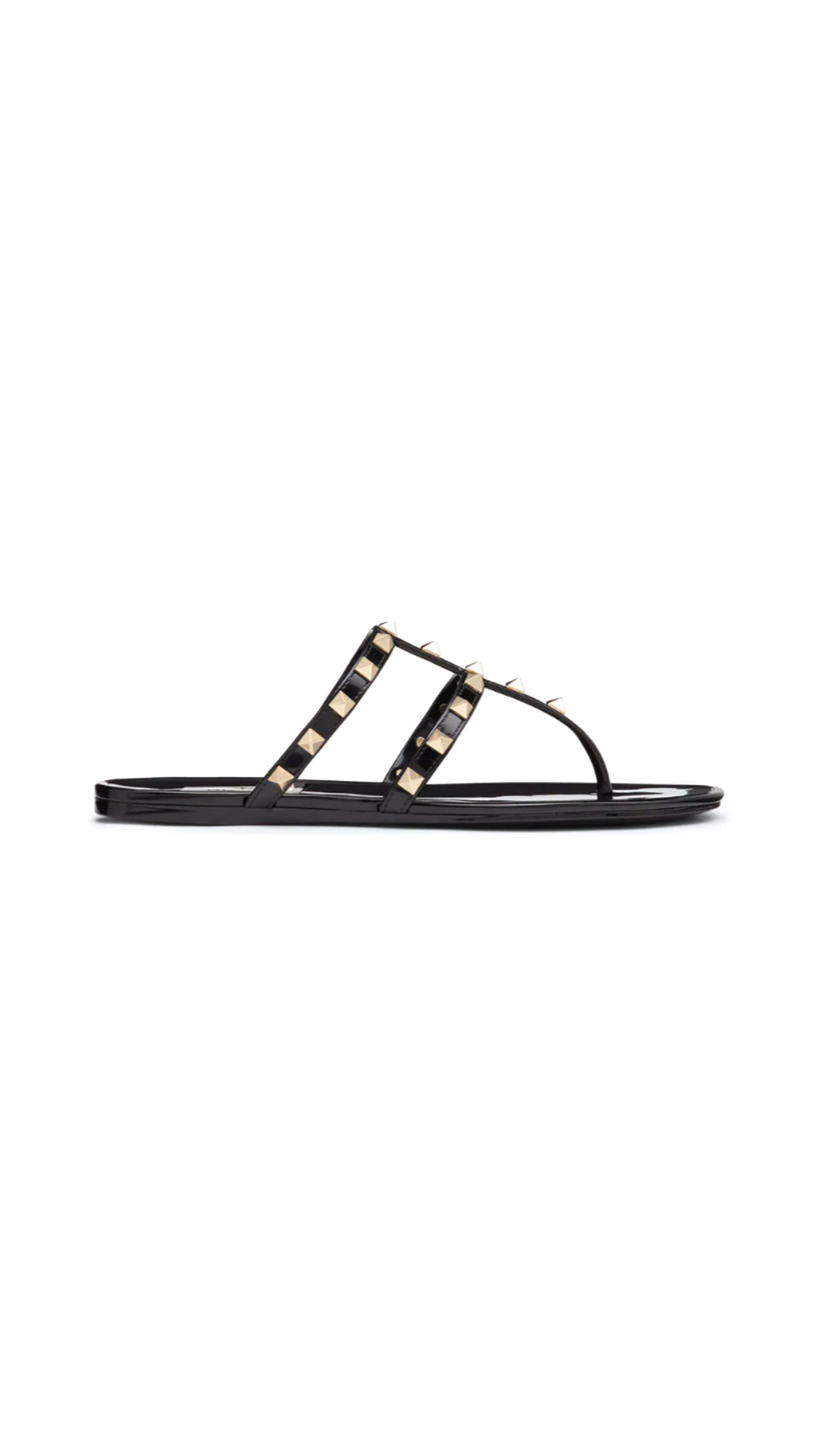 Rockstud Flat Rubber Sandal - Black