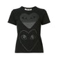 Tonal Heart Print T-shirt - Black