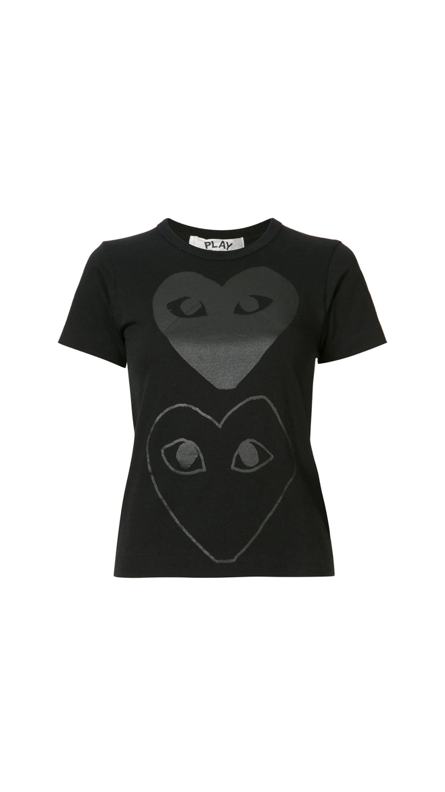 Tonal Heart Print T-shirt - Black