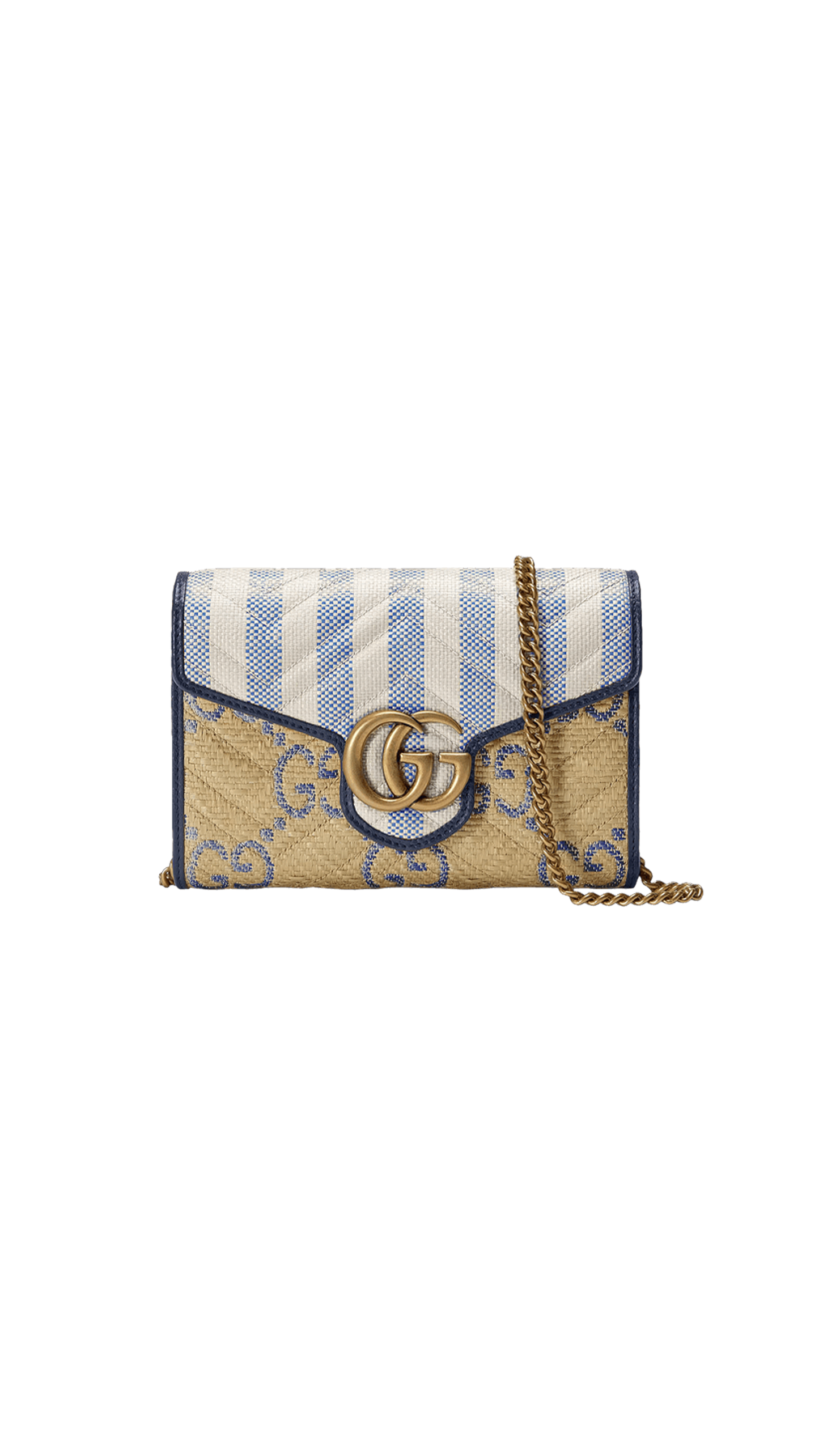 GG Marmont Matelassé Mini Bag - Blue / Natural