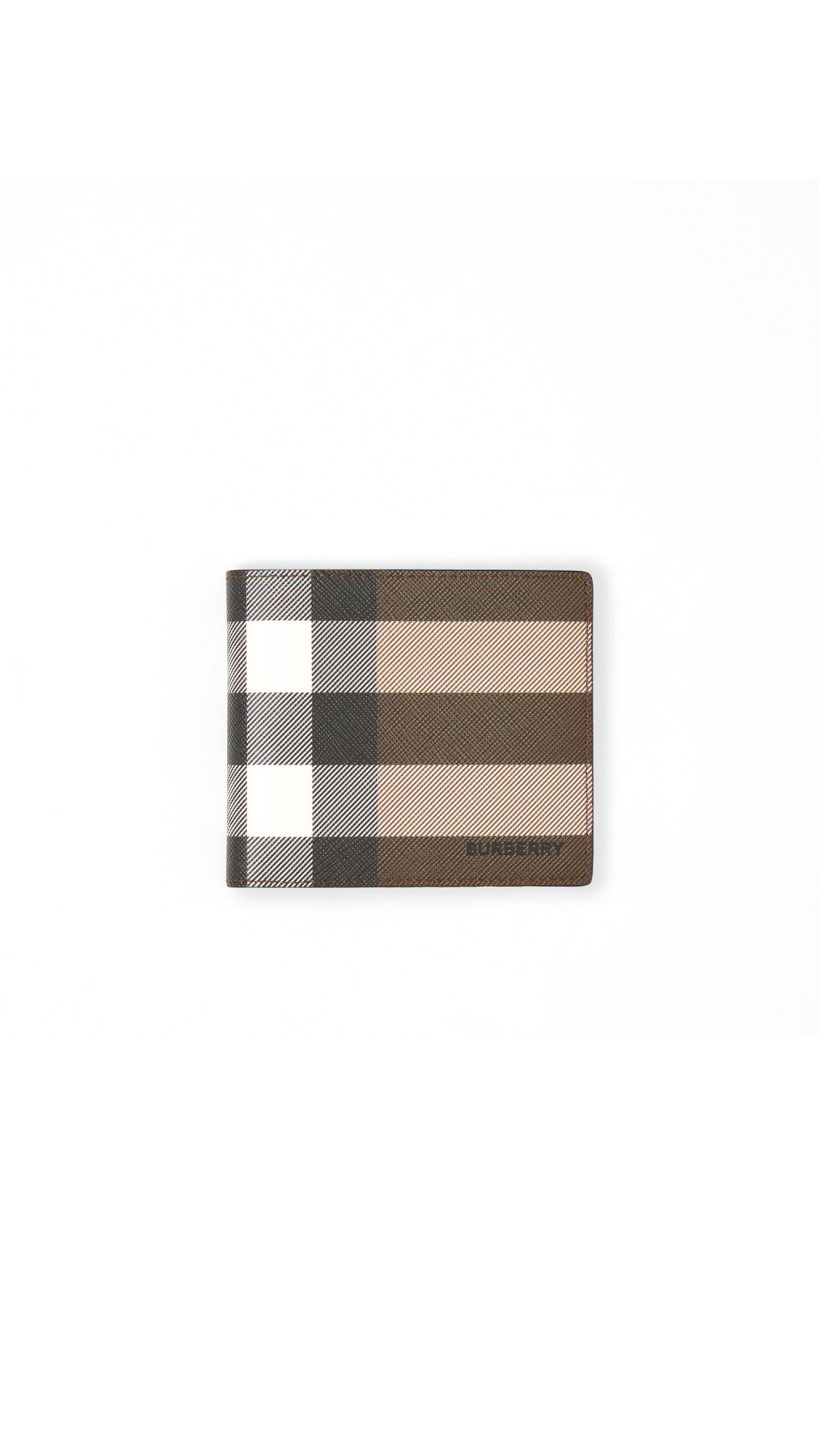 Check and Leather International Bifold Wallet - Dark Birch Brown