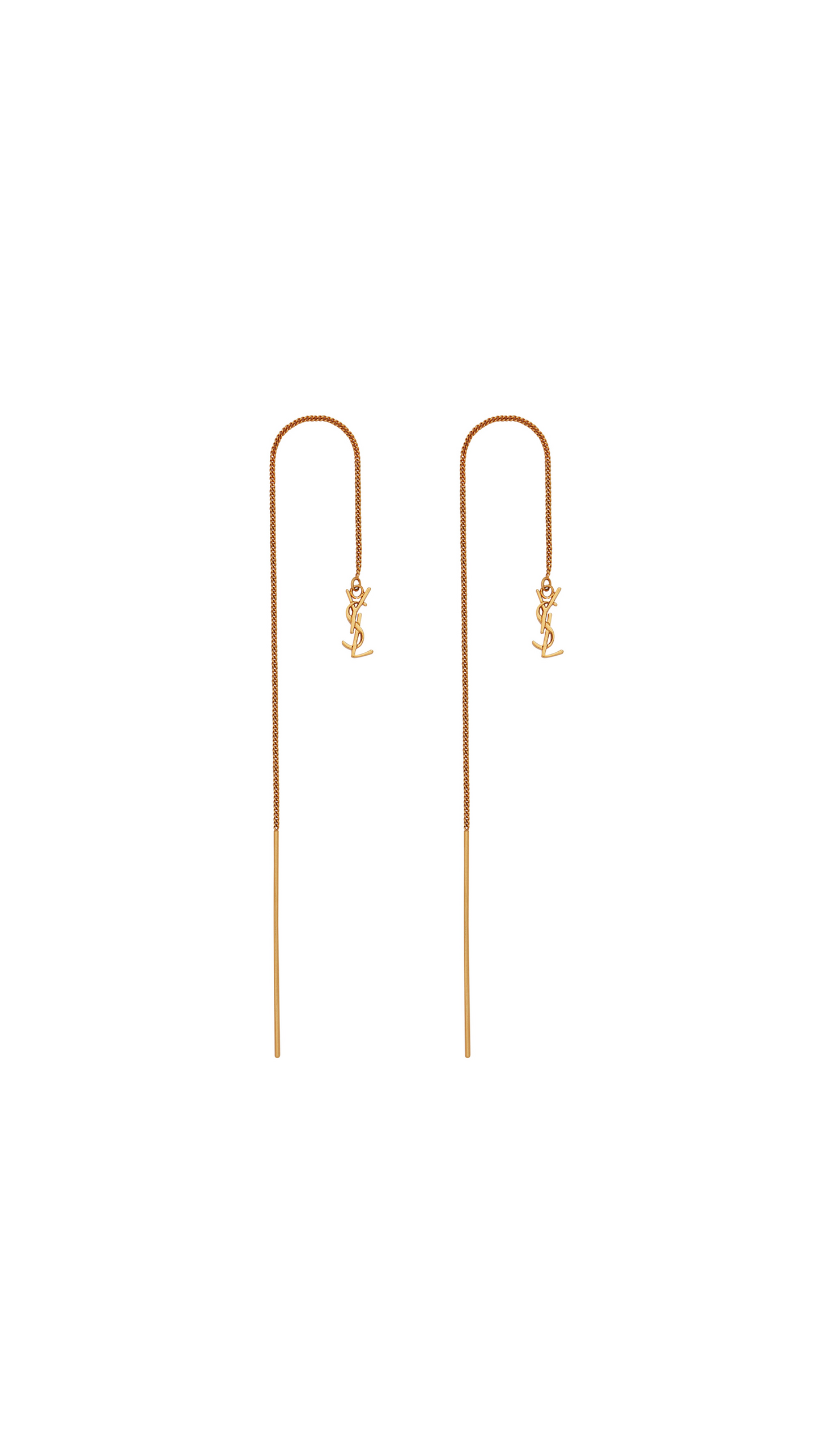 Opyum Ysl Long Threader Earrings in Metal - Gold