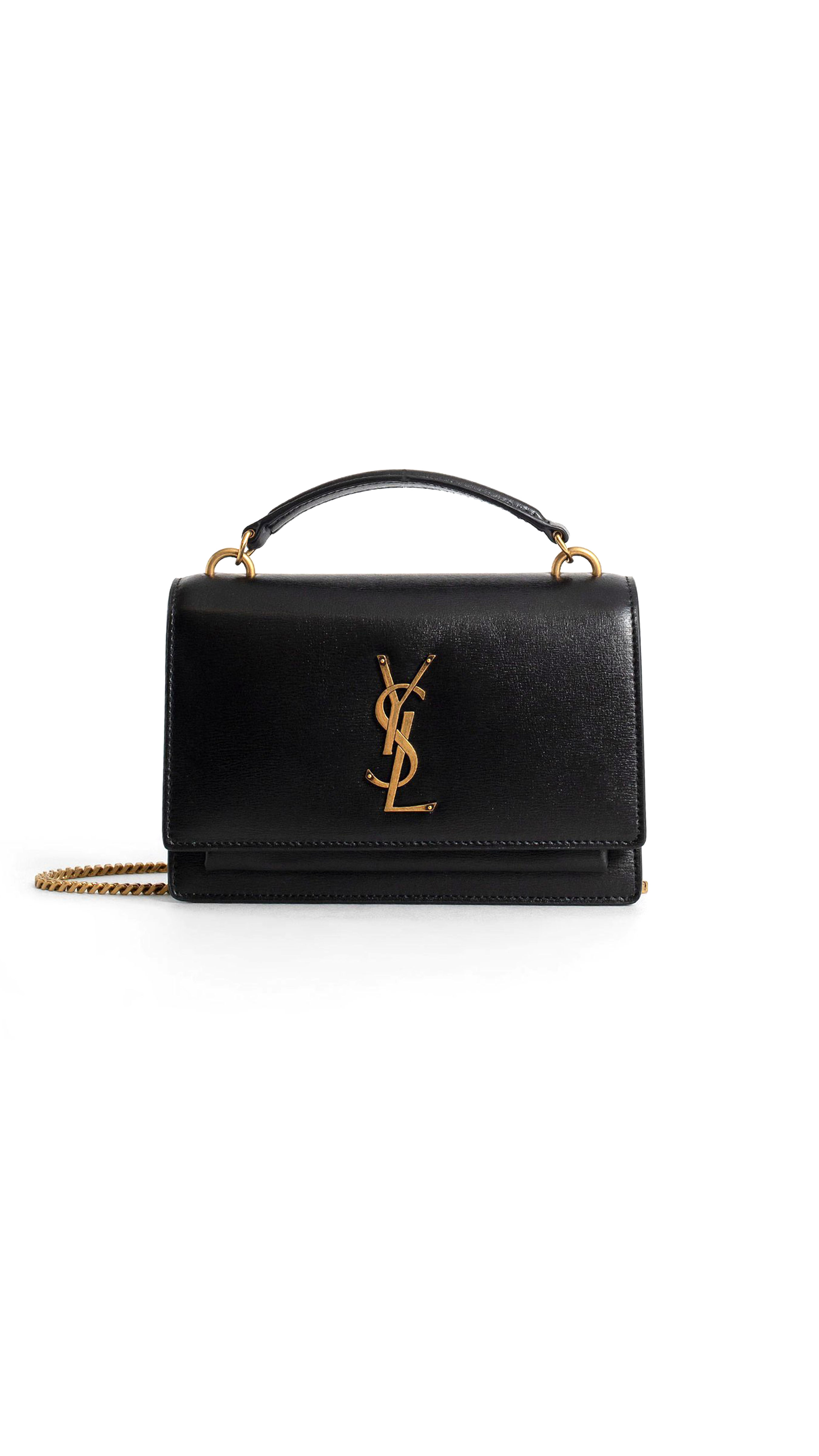 Sunset Chain Bag in Smooth Leather - Black