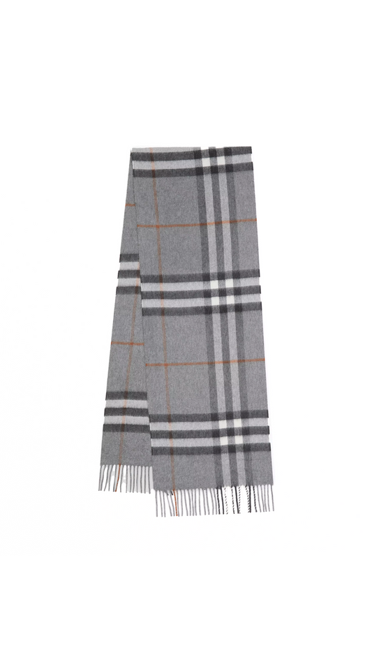 The Classic Check Cashmere Scarf - Grey