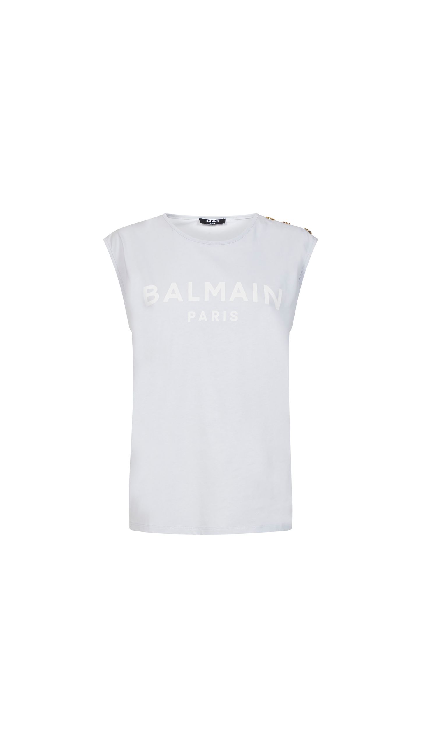 Cotton T-shirt With Balmain Logo Print - Light Blue