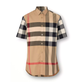 Short-sleeve Check Stretch Cotton Poplin Shirt