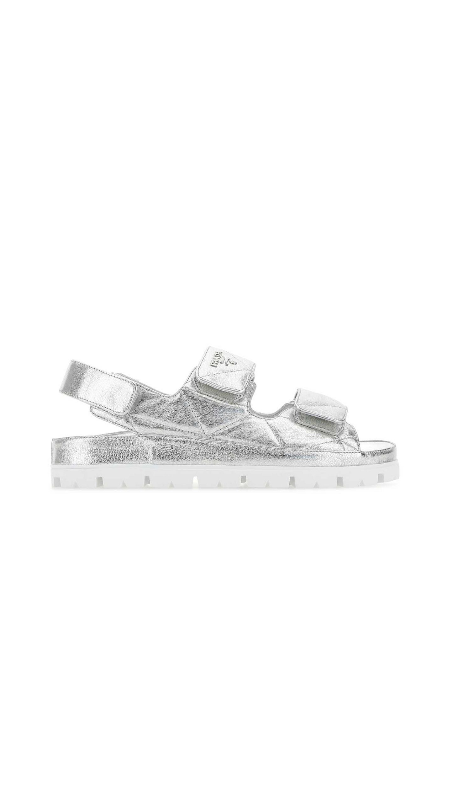 Padded Nappa Leather Sandals - Silver