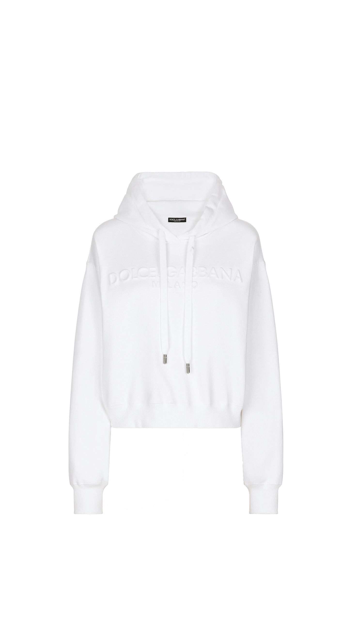 Jersey Hoodie With Embossed Logo - White.