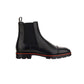 Melon Calf Leather Flat Boots - Black