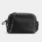 Small Rockstud Calfskin Crossbody Bag with Tonal Studs - Black