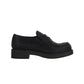 Chocolate Satin Loafers With Crystals - Black