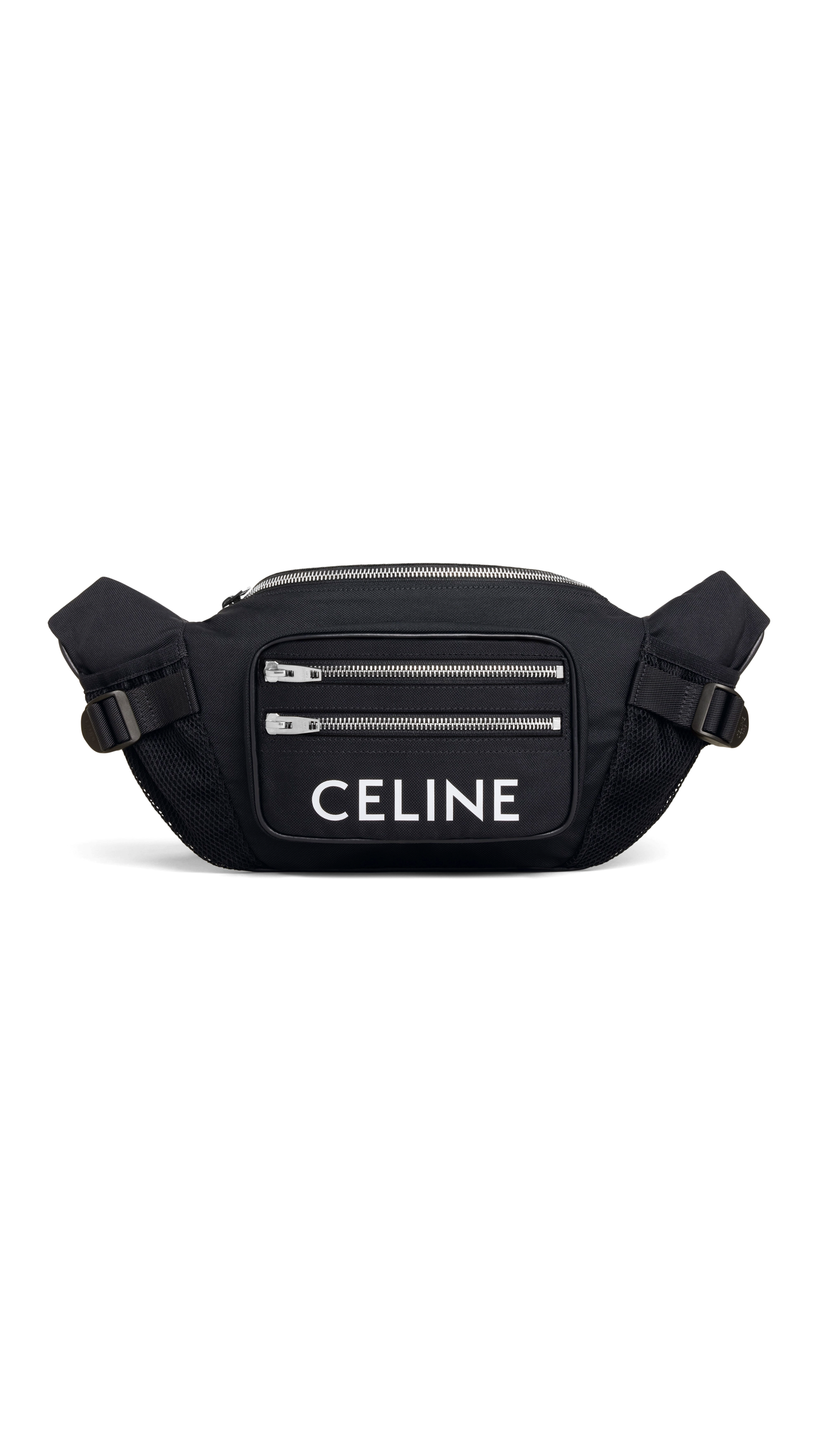 Large Zipped Belt Bag Trekking In Nylon With Celine Print - Black