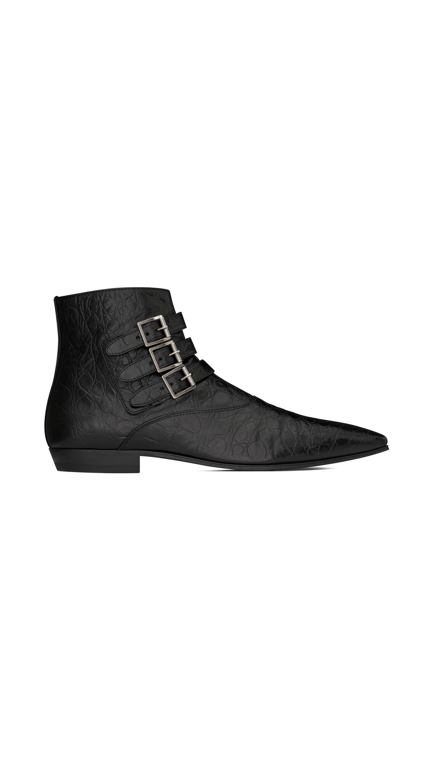 Stan Boots in Crocodile-embossed Leather - Black