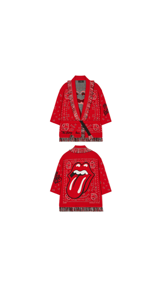 "It's Only Rock'n'roll" Icon Cardigan - La Scala Red Multicolor