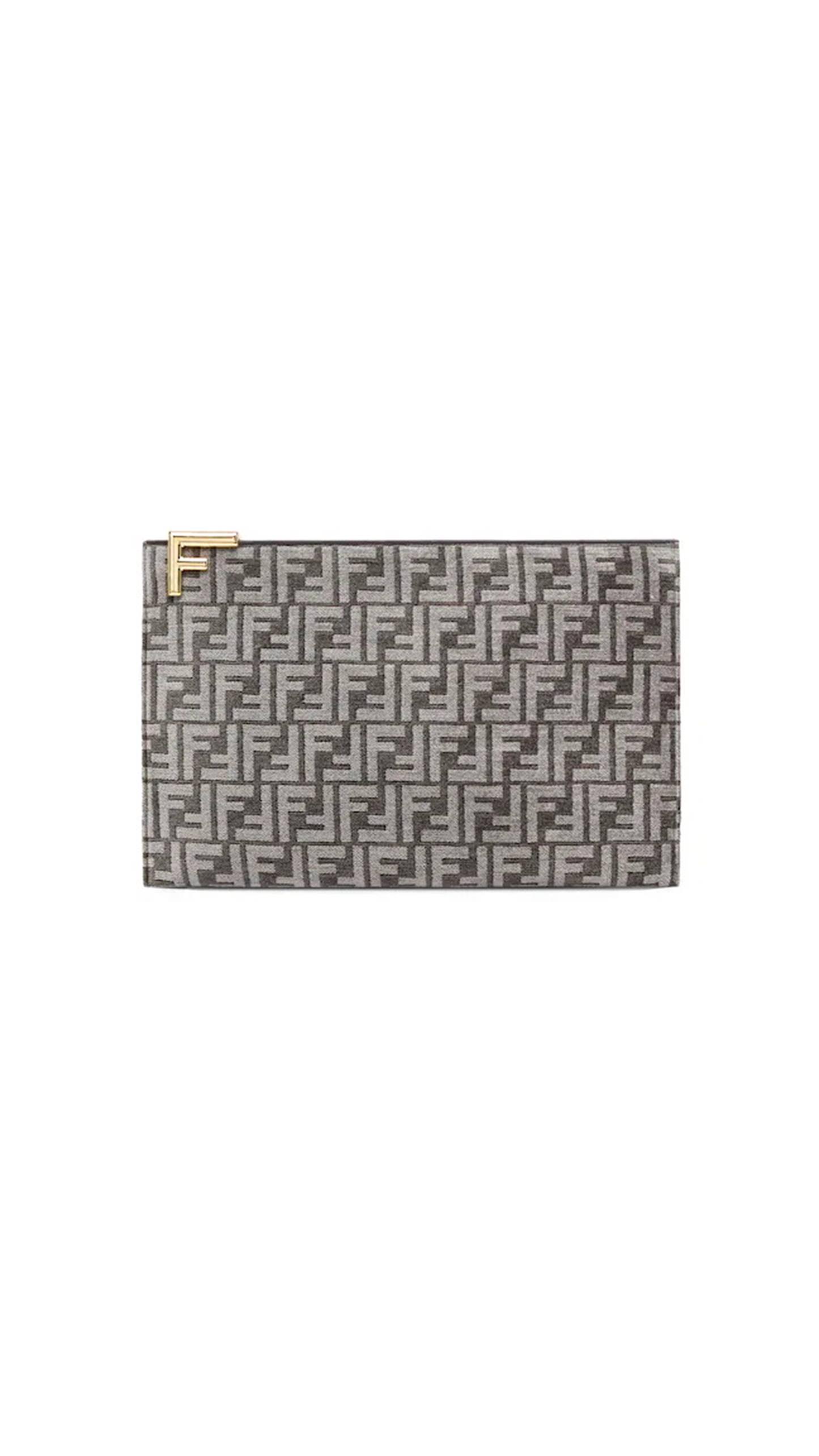 Ff Jacquard Fabric Pouch - Grey