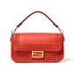 Medium Baguette Woven Leather Bag - Red