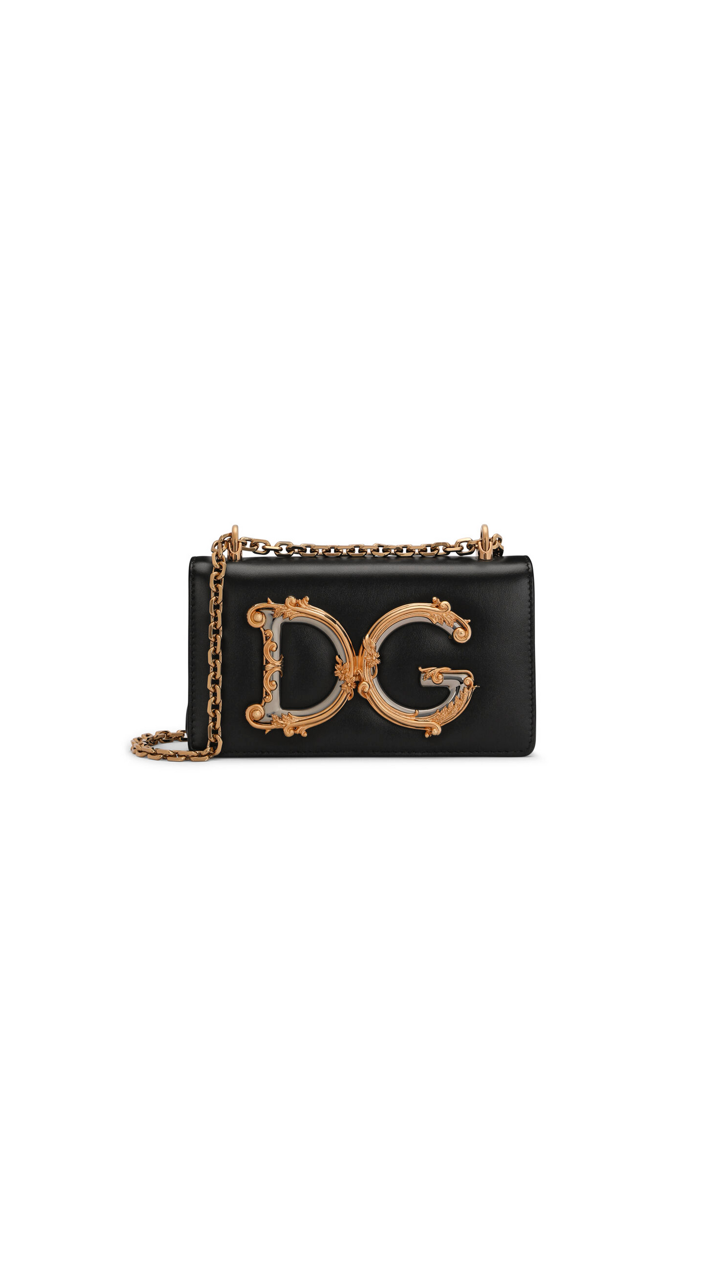 Calfskin DG Girls Phone Bag - Black