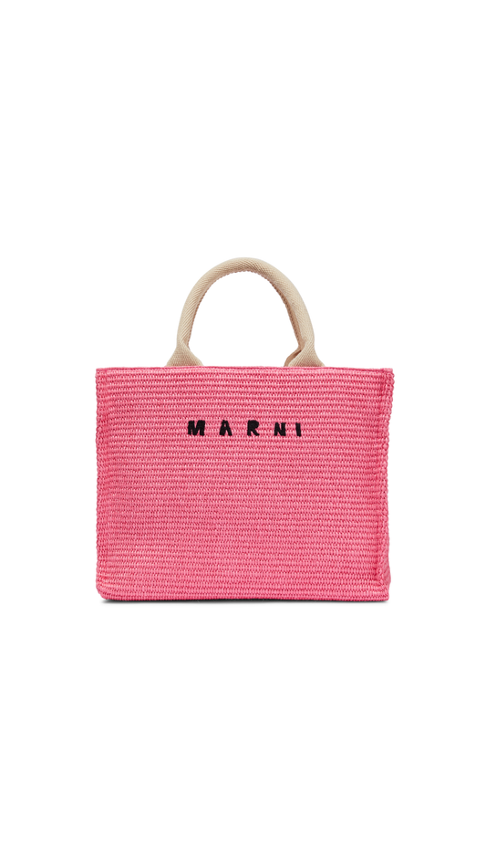 Small Raffia East-West Tote Bag - Pink