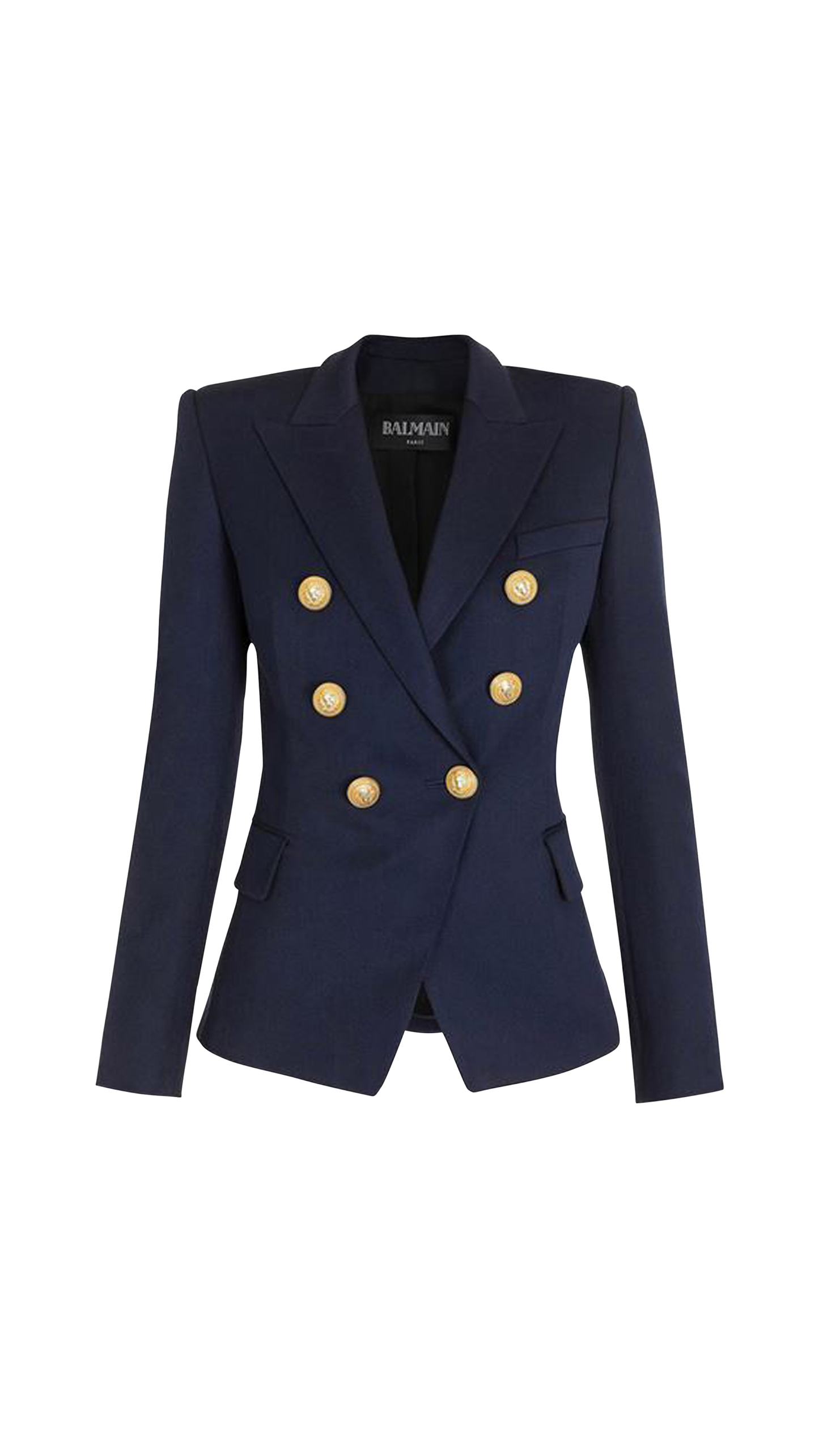 Wool Double-Breasted Jacket - Navy.