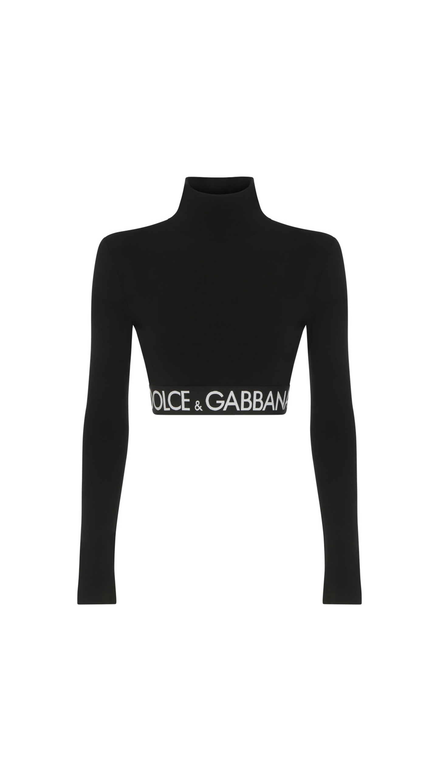 Long-sleeved Jersey Top with Branded Elastic - Black