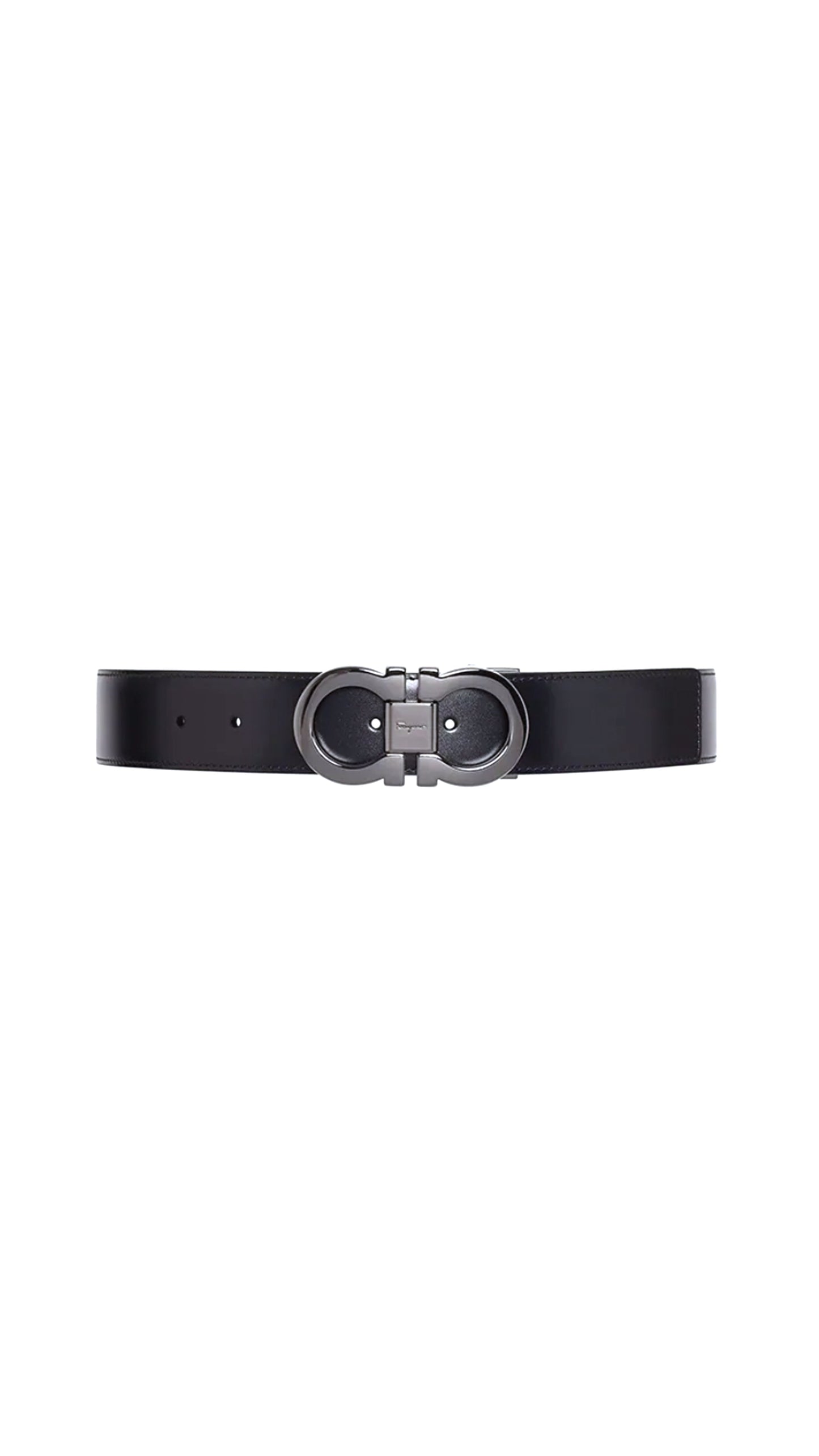 Reversible And Adjustable Gancini Belt - Black/Auburn