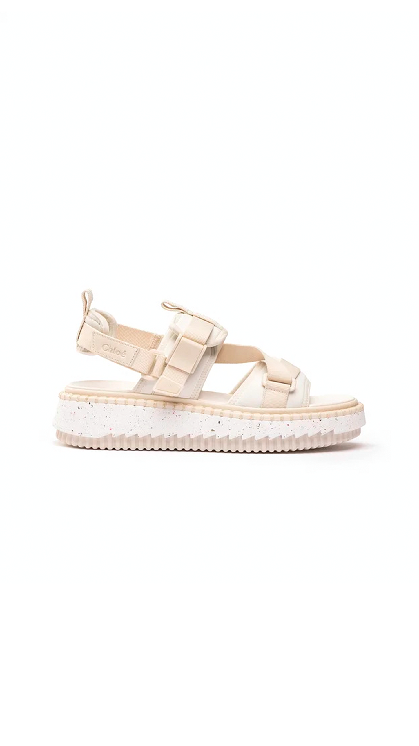 Lilli Sporty Flat Sandal In Recycled Textile - White