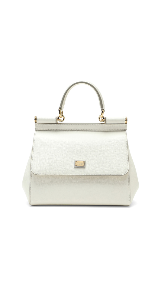 Small Sicily bag in Dauphine  Calfskin - White