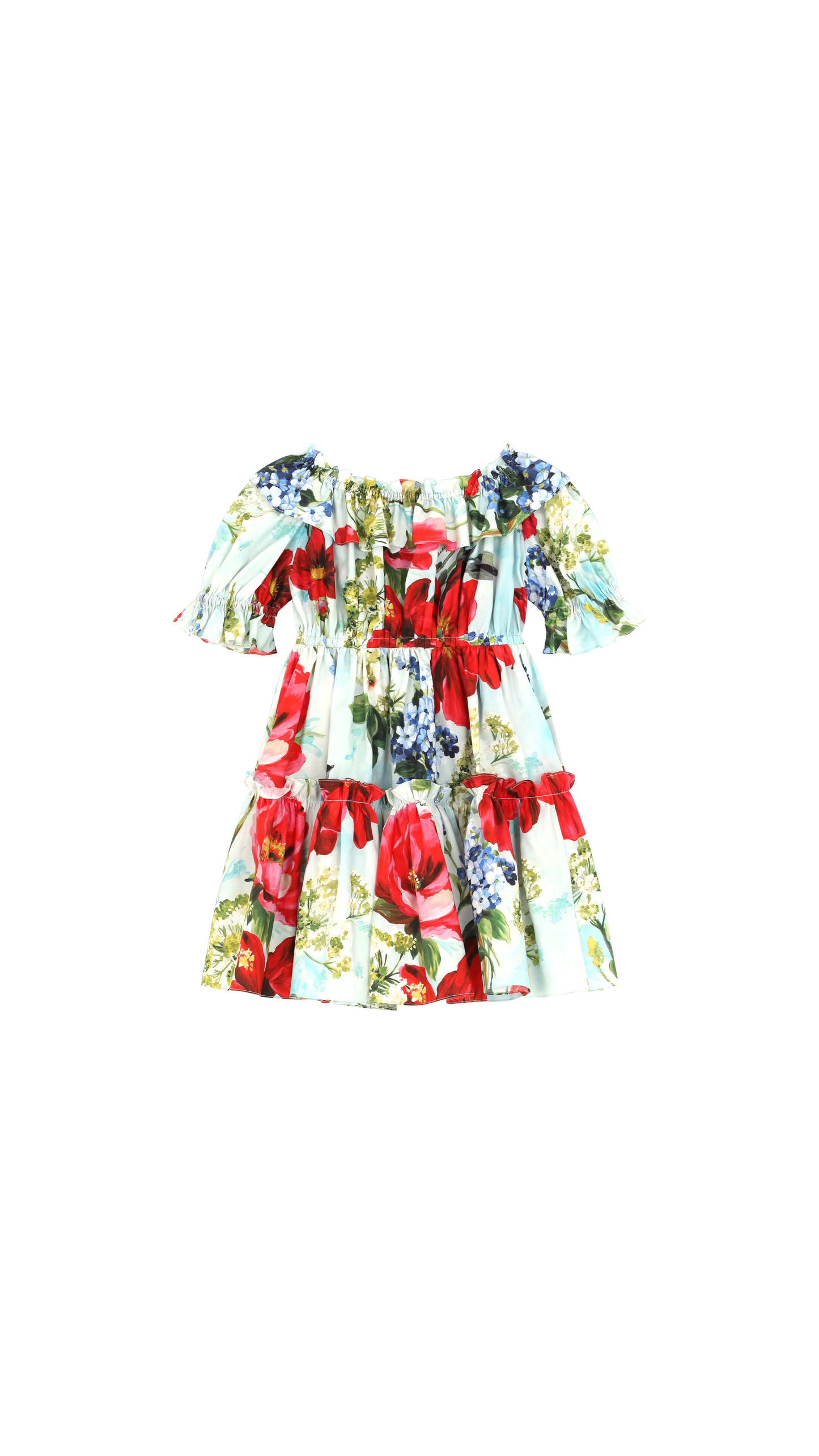 Garden-print Poplin Midi Dress - Multi