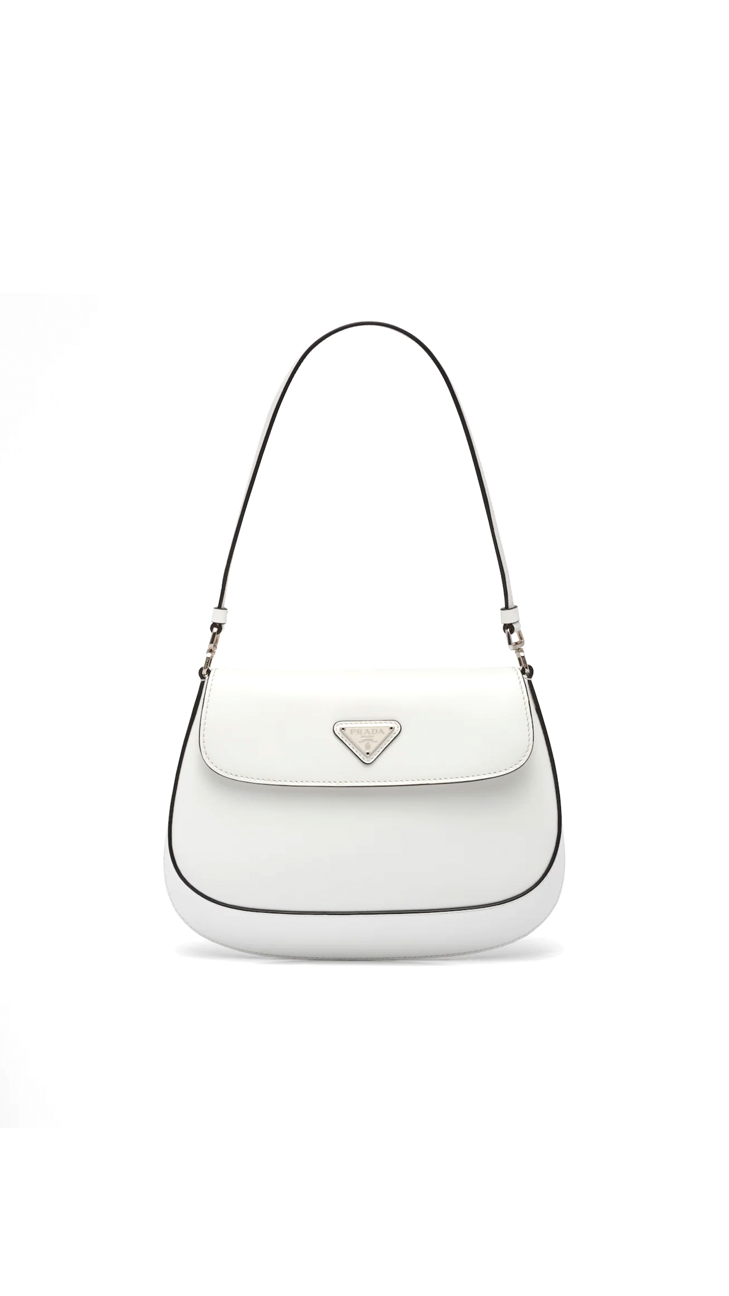Cleo Brushed Leather Shoulder Bag With Flap - White