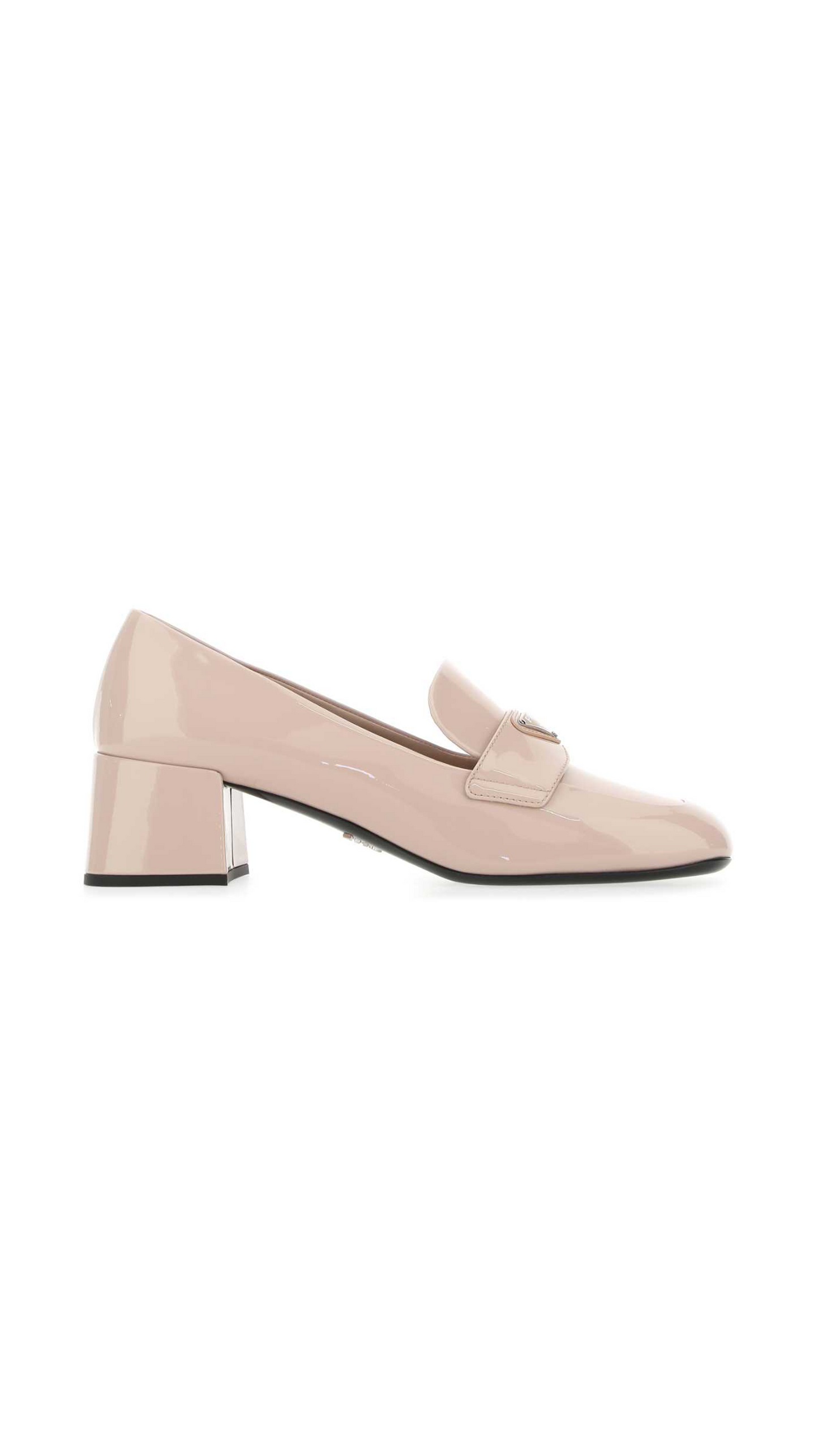 Patent Leather Logo Loafers - Beige